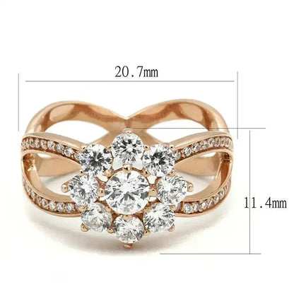 TS586 Rose Gold Sterling Silver Ring – AAA Clear CZ Solitaire