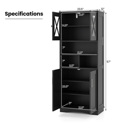 Tall Bathroom Cabinet Large Floor Storage Cabinet with Acrylic Doors and 3 Cubes