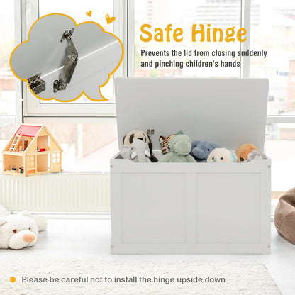 Safety Hinge Wooden Chest Organizer Toy Storage Box-Gray