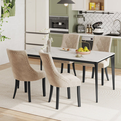 Tufted Wingback Upholstered Dining Chairs Set of 2-Light Brown