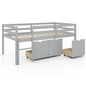 Twin Size Low Loft Bed with 3 Drawers with Ladder and Full-length Guardrails