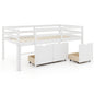 Twin Size Low Loft Bed with 3 Drawers with Ladder and Full-length Guardrails