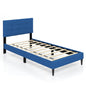 Twin Size Upholstered Platform Bed with Button Tufted Headboard-Gray