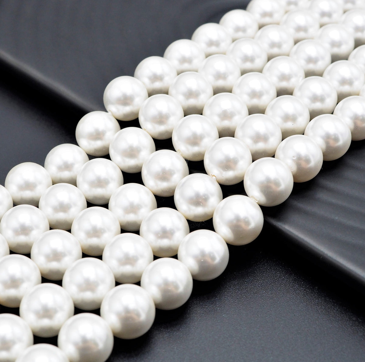 High Quality White Mother of Pearl Round Smooth Beads, Sku#U316