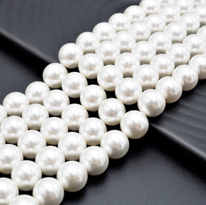 High Quality White Mother of Pearl Round Smooth Beads, Sku#U316