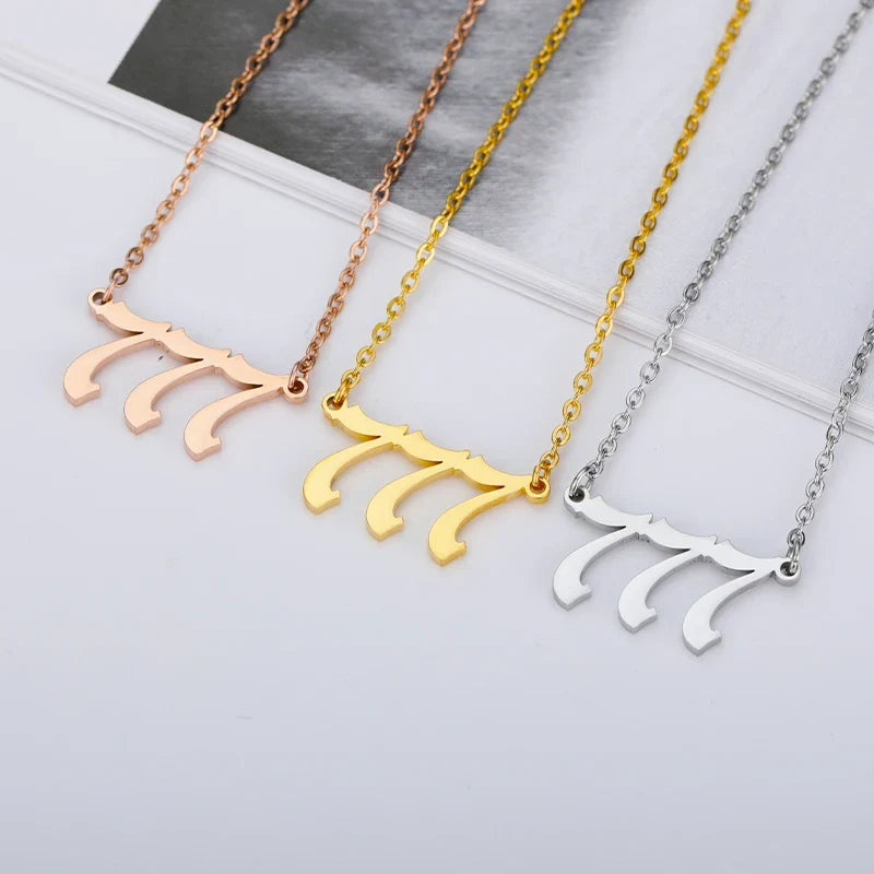 Vintage 111 444 555 666 777 888 999 Angel Number Necklace For Women Stainless Steel Chains Collar Choker Goth Aesthetic Jewelry
