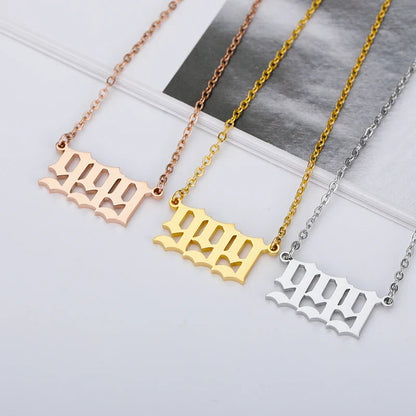 Vintage 111 444 555 666 777 888 999 Angel Number Necklace For Women Stainless Steel Chains Collar Choker Goth Aesthetic Jewelry