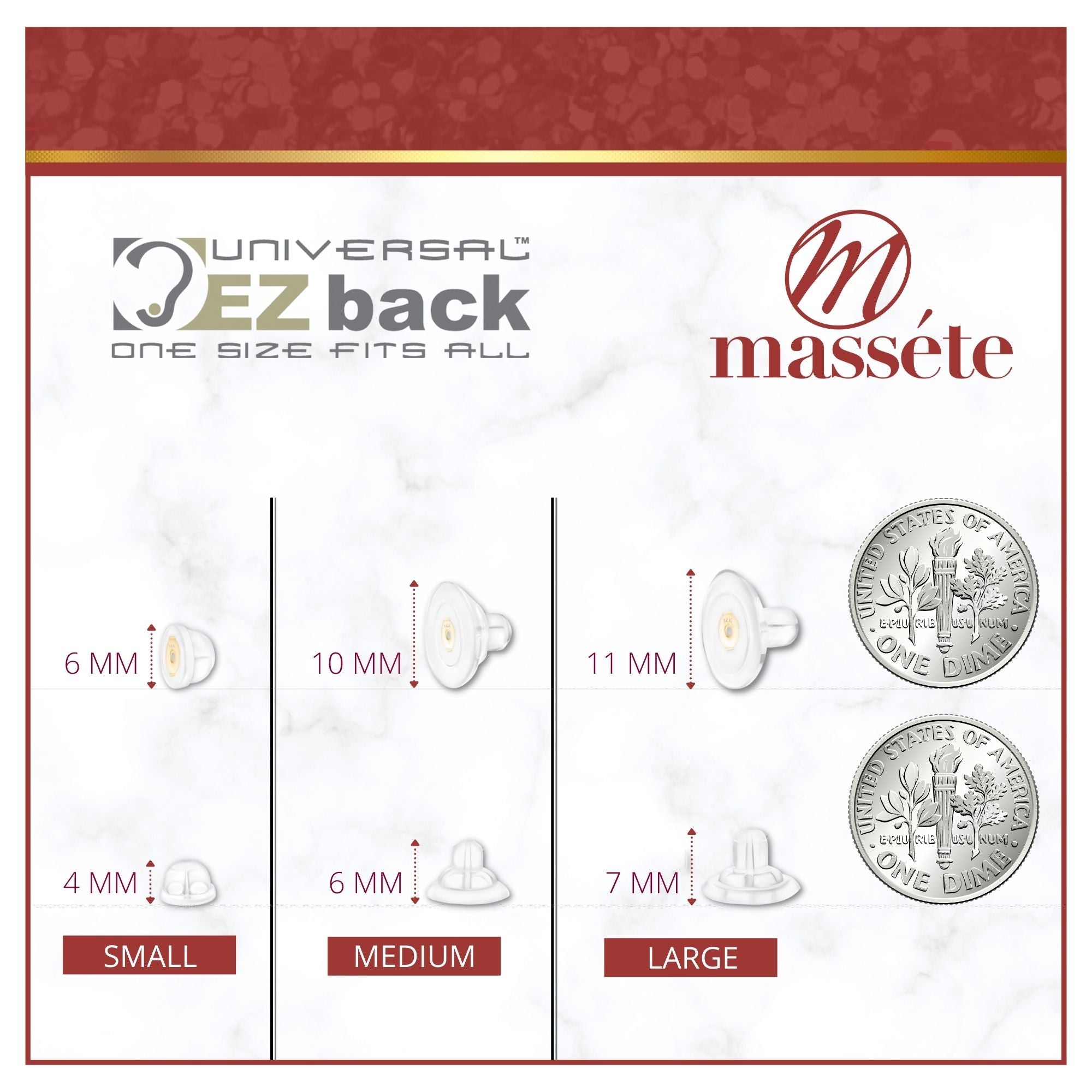 Universal EZback Earring Backs Soft Clear Silicone