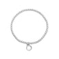 Sterling Silver 925 Polished Bead Stretch Bracelet with Ball Accent Charm