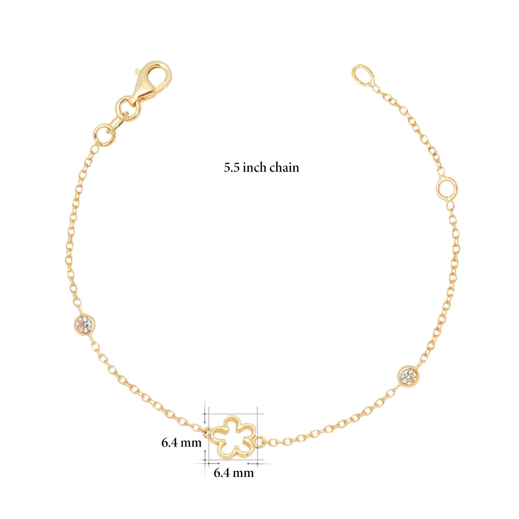 Flower Bracelet in 14k Gold with CZ