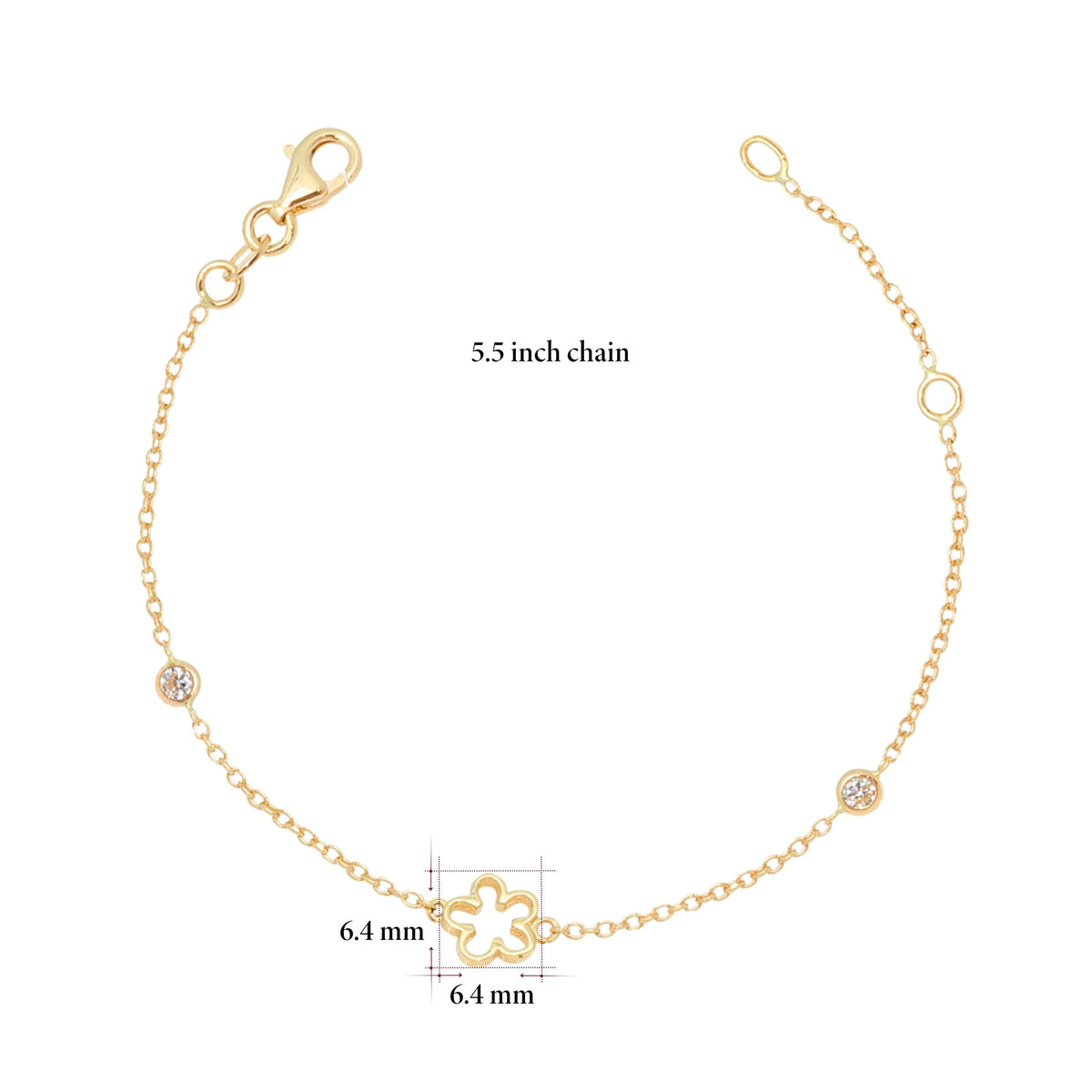 Flower Bracelet in 14k Gold with CZ