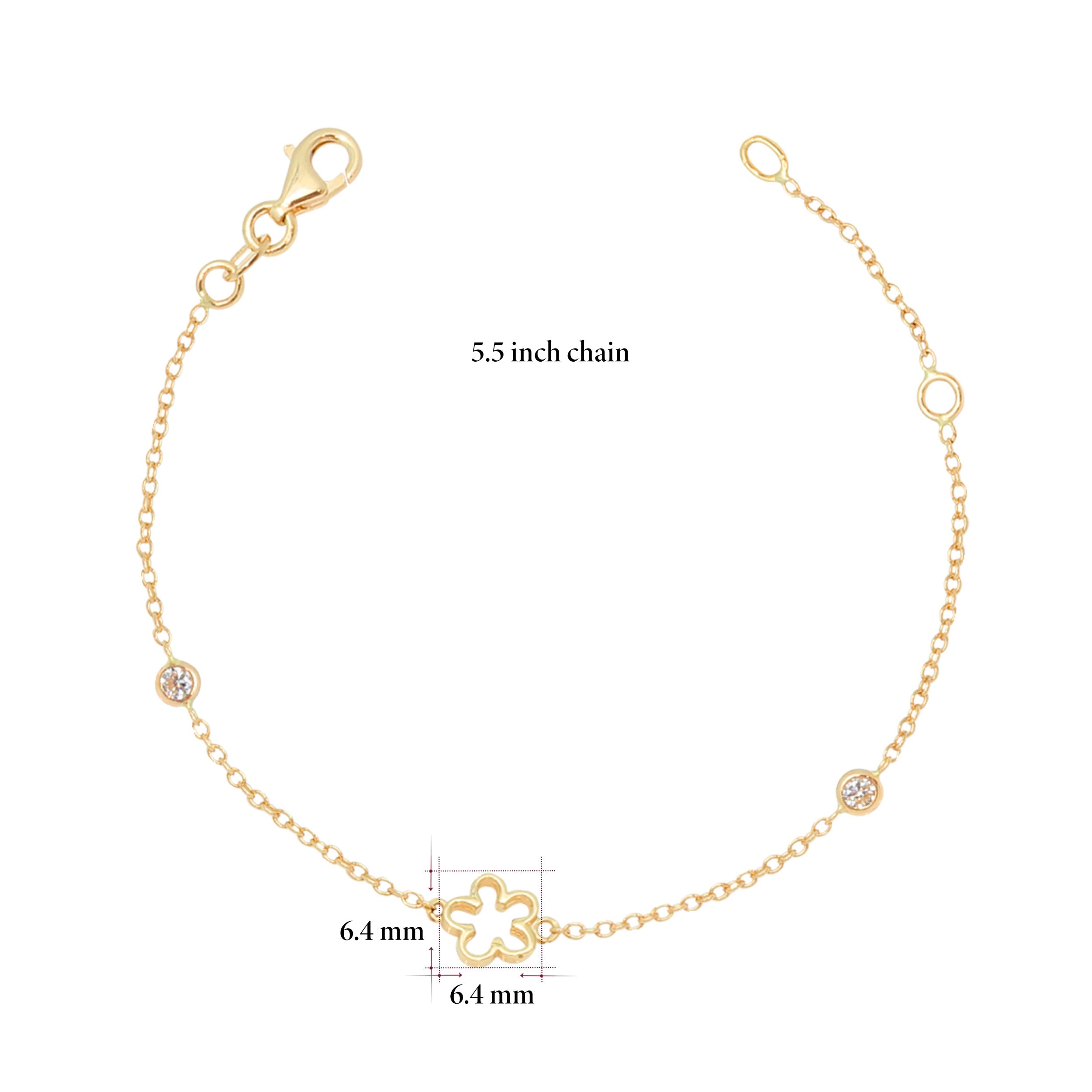 Flower Bracelet in 14k Gold with CZ