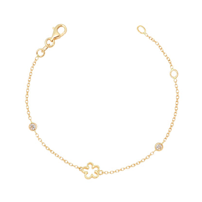 Flower Bracelet in 14k Gold with CZ