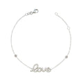UNICORNJ Adult Tweens Teens 14k White Gold Cubic Zirconia Pave Love Bracelet 7" Italy