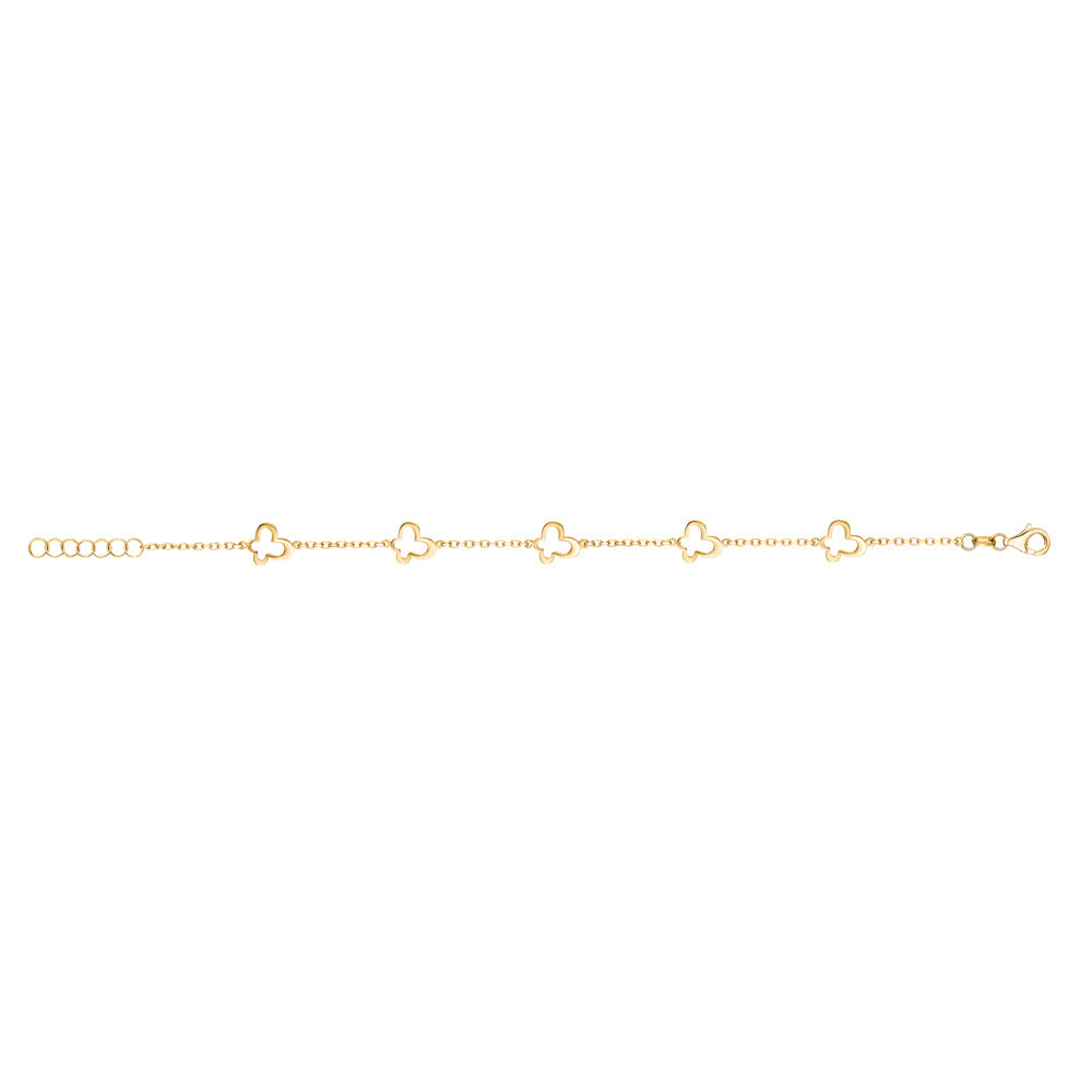 14K Yellow Gold Butterfly Bracelet Polished Open Small in Line Italy 7"