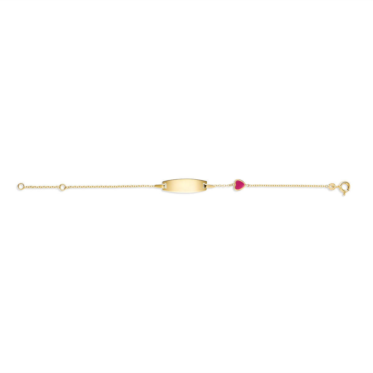 UNICORNJ 14k Yellow Gold Girls ID Bracelet Engravable with Enamel Charm for Girls Kids Toddler Baby Made in Italy 5.5"