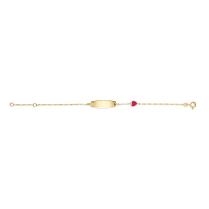 UNICORNJ 14k Yellow Gold Girls ID Bracelet Engravable with Enamel Charm for Girls Kids Toddler Baby Made in Italy 5.5"