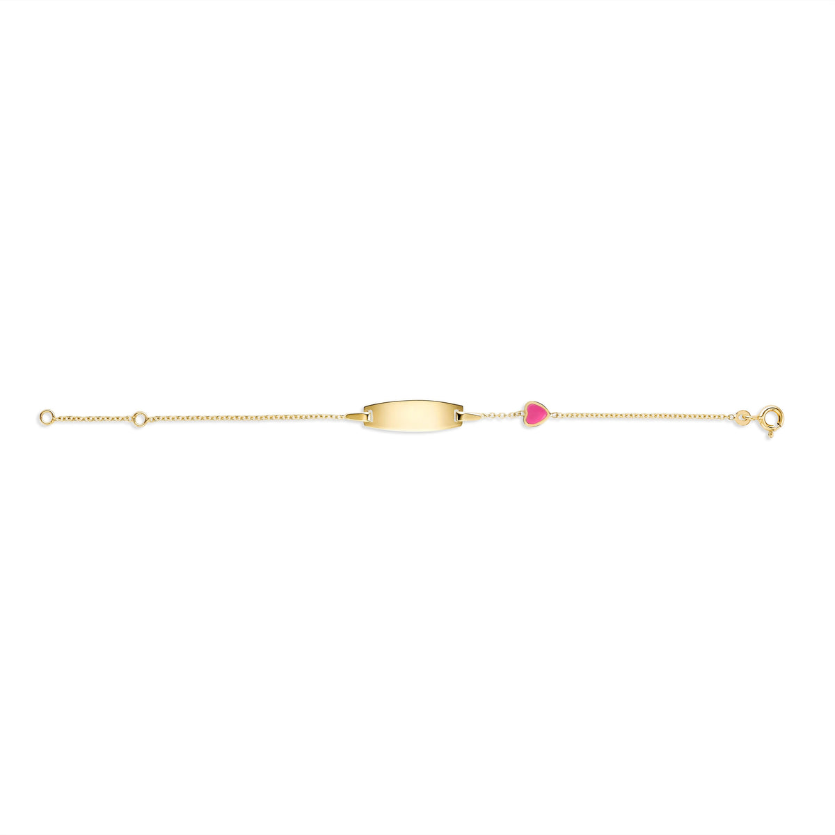UNICORNJ 14k Yellow Gold Girls ID Bracelet Engravable with Enamel Charm for Girls Kids Toddler Baby Made in Italy 5.5"