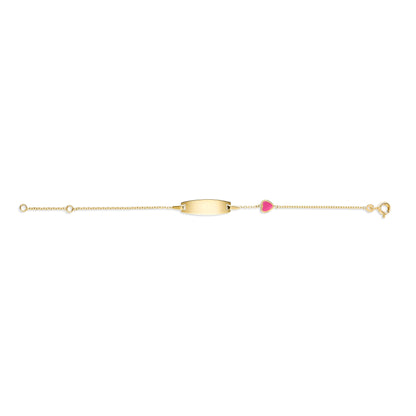 UNICORNJ 14k Yellow Gold Girls ID Bracelet Engravable with Enamel Charm for Girls Kids Toddler Baby Made in Italy 5.5"