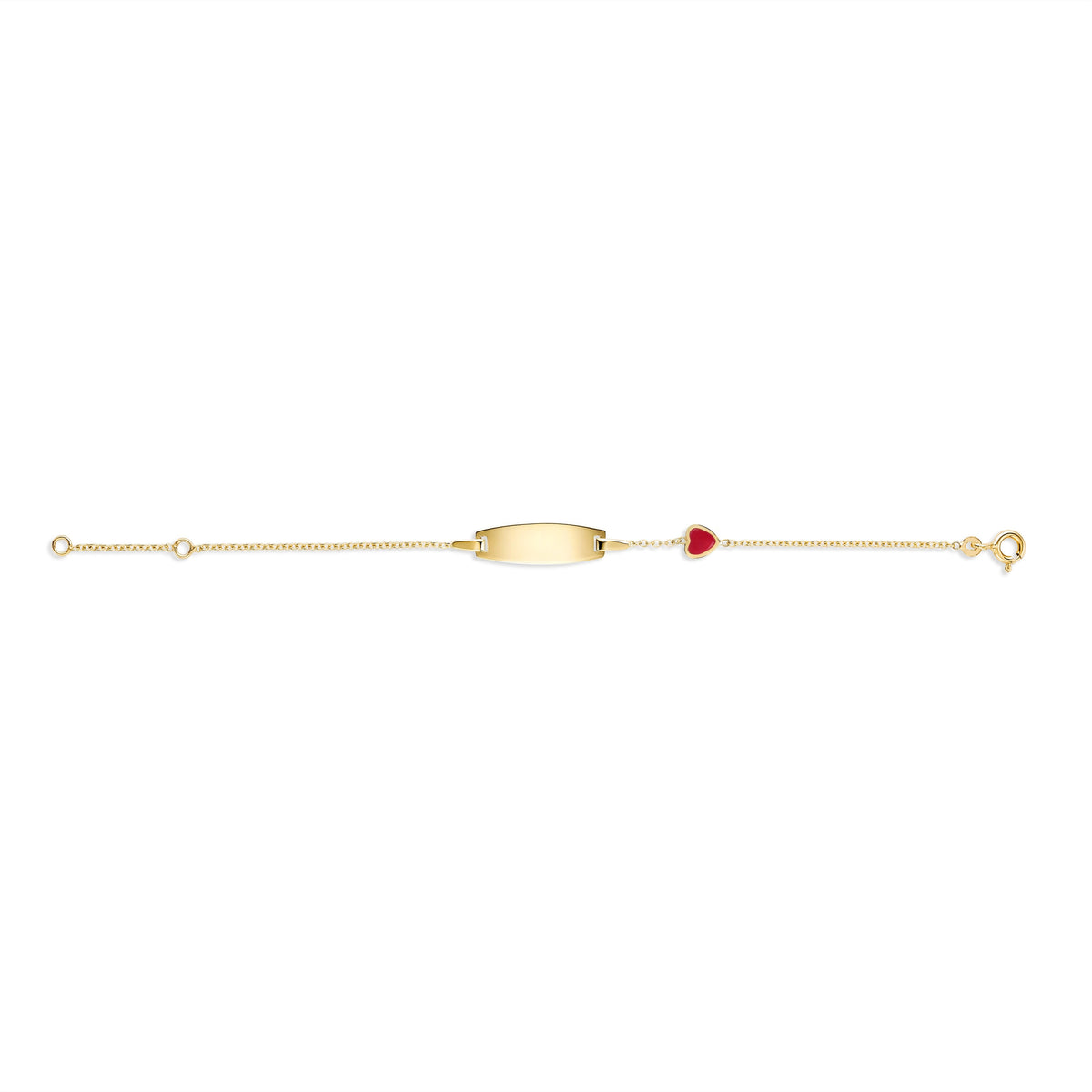 UNICORNJ 14k Yellow Gold Girls ID Bracelet Engravable with Enamel Charm for Girls Kids Toddler Baby Made in Italy 5.5"