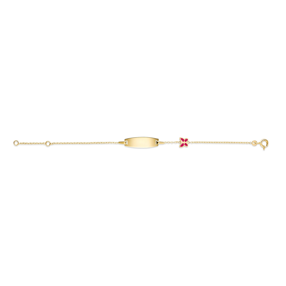 UNICORNJ 14k Yellow Gold Girls ID Bracelet Engravable with Enamel Charm for Girls Kids Toddler Baby Made in Italy 5.5"