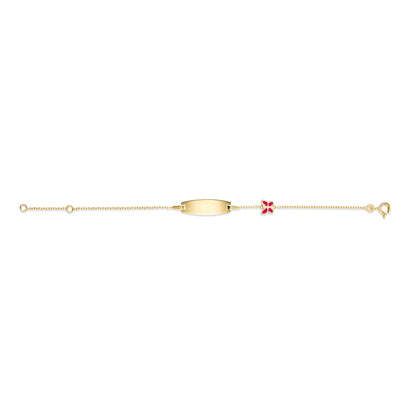 UNICORNJ 14k Yellow Gold Girls ID Bracelet Engravable with Enamel Charm for Girls Kids Toddler Baby Made in Italy 5.5"