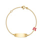 UNICORNJ 14k Yellow Gold Girls ID Bracelet Engravable with Enamel Charm for Girls Kids Toddler Baby Made in Italy 5.5"