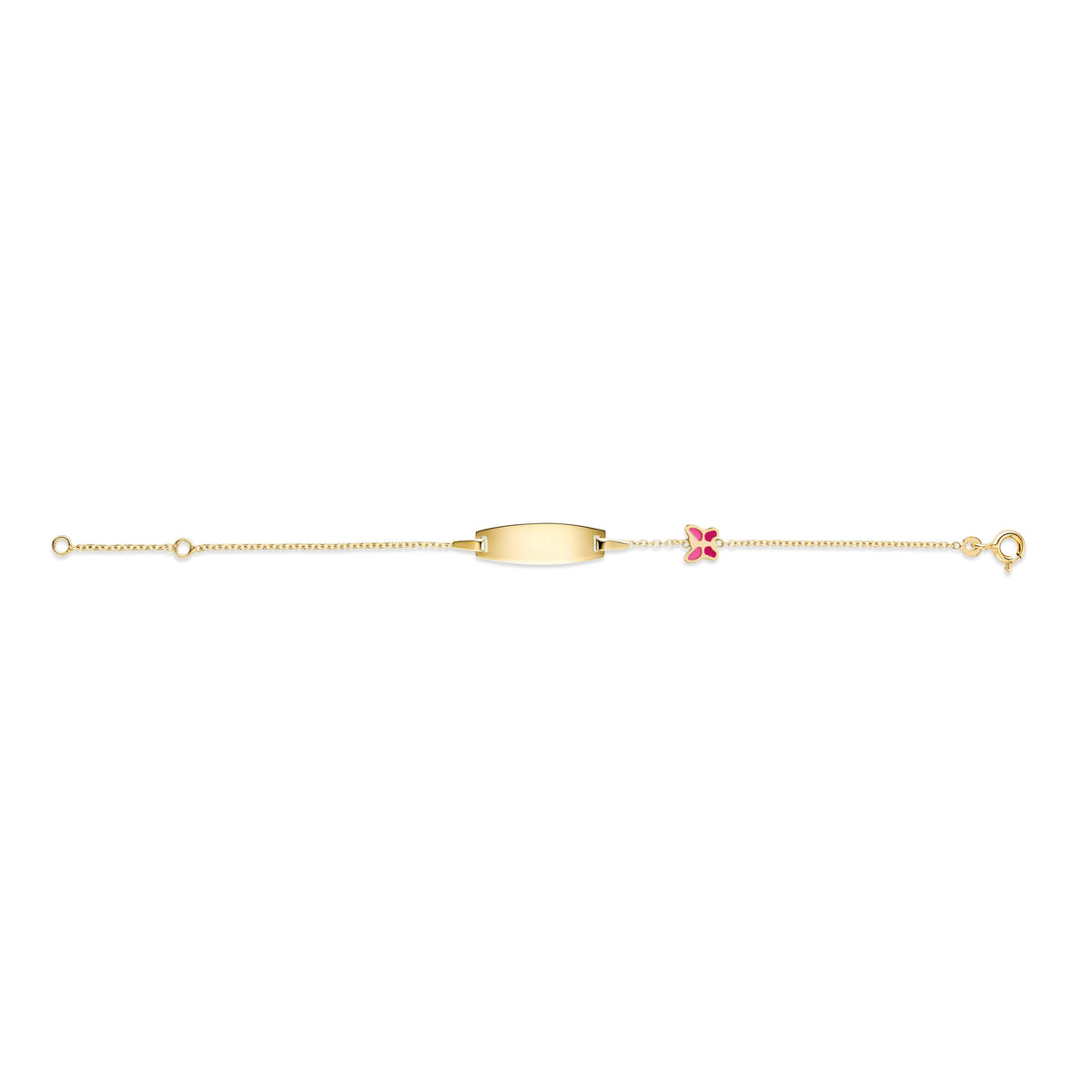 UNICORNJ 14k Yellow Gold Girls ID Bracelet Engravable with Enamel Charm for Girls Kids Toddler Baby Made in Italy 5.5"