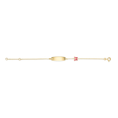 UNICORNJ 14k Yellow Gold Girls ID Bracelet Engravable with Enamel Charm for Girls Kids Toddler Baby Made in Italy 5.5"