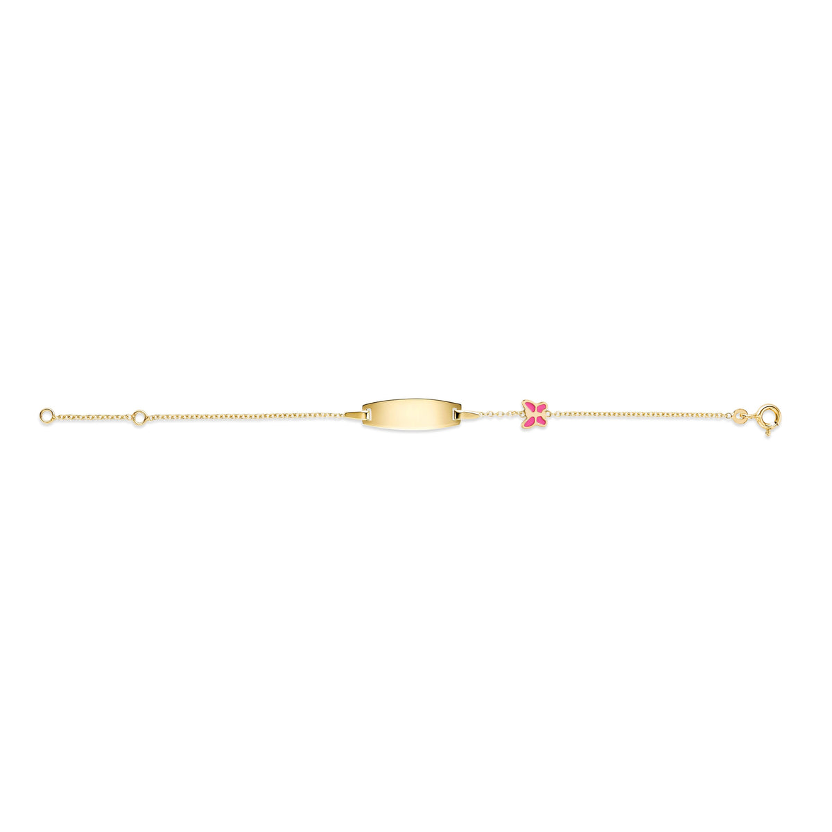 UNICORNJ 14k Yellow Gold Girls ID Bracelet Engravable with Enamel Charm for Girls Kids Toddler Baby Made in Italy 5.5"