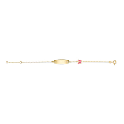UNICORNJ 14k Yellow Gold Girls ID Bracelet Engravable with Enamel Charm for Girls Kids Toddler Baby Made in Italy 5.5"