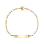 UNICORNJ 14k Yellow Gold Girls ID Bracelet Engravable with Heart Cutout for Girls Kids Toddler Baby Figaro Chain 3+1 Links Made in Italy 5.5"