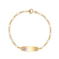 UNICORNJ 14k Yellow Gold Girls ID Bracelet Engravable with Pink and Blue Enamel Butterfly on ID Plate for Girls Kids Toddler Baby Figaro Chain 3+1 Links Made in Italy 5.5"