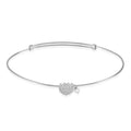 Heart Pave Bangle Bracelet in 14k White Gold with CZ Pave
