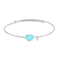 UNICORNJ 14K White Gold Adjustable Bangle Bracelet with Light Pink or Light Blue Enamel Heart Accent 7" Italy