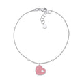UNICORNJ 14K White Gold Bracelet with Light Pink or Light Blue Enamel Sliding Heart Accent 7.5" Italy