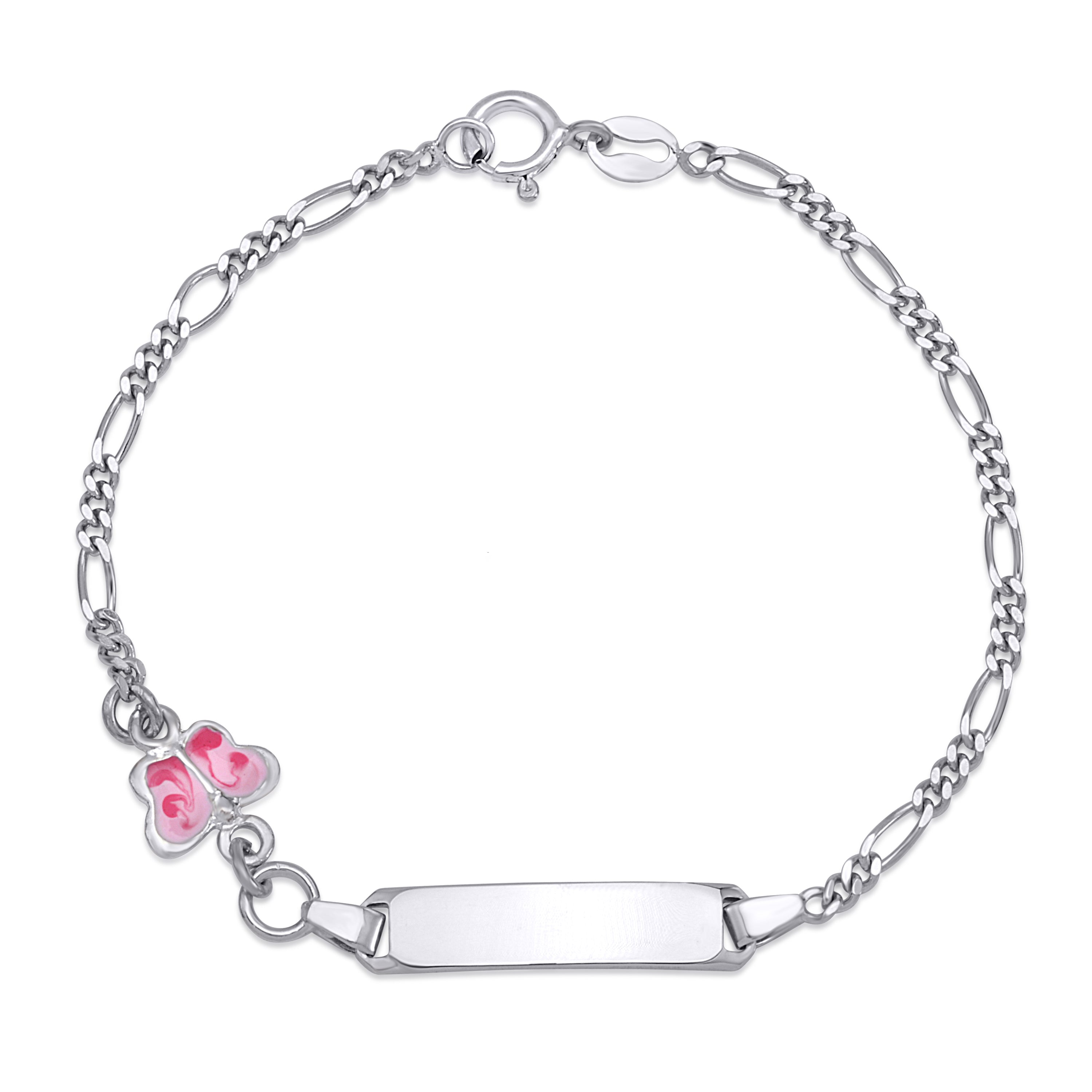 UNICORNJ Sterling Silver 925 Childrens Bracelet with Butterfly Enamel Charm Italy