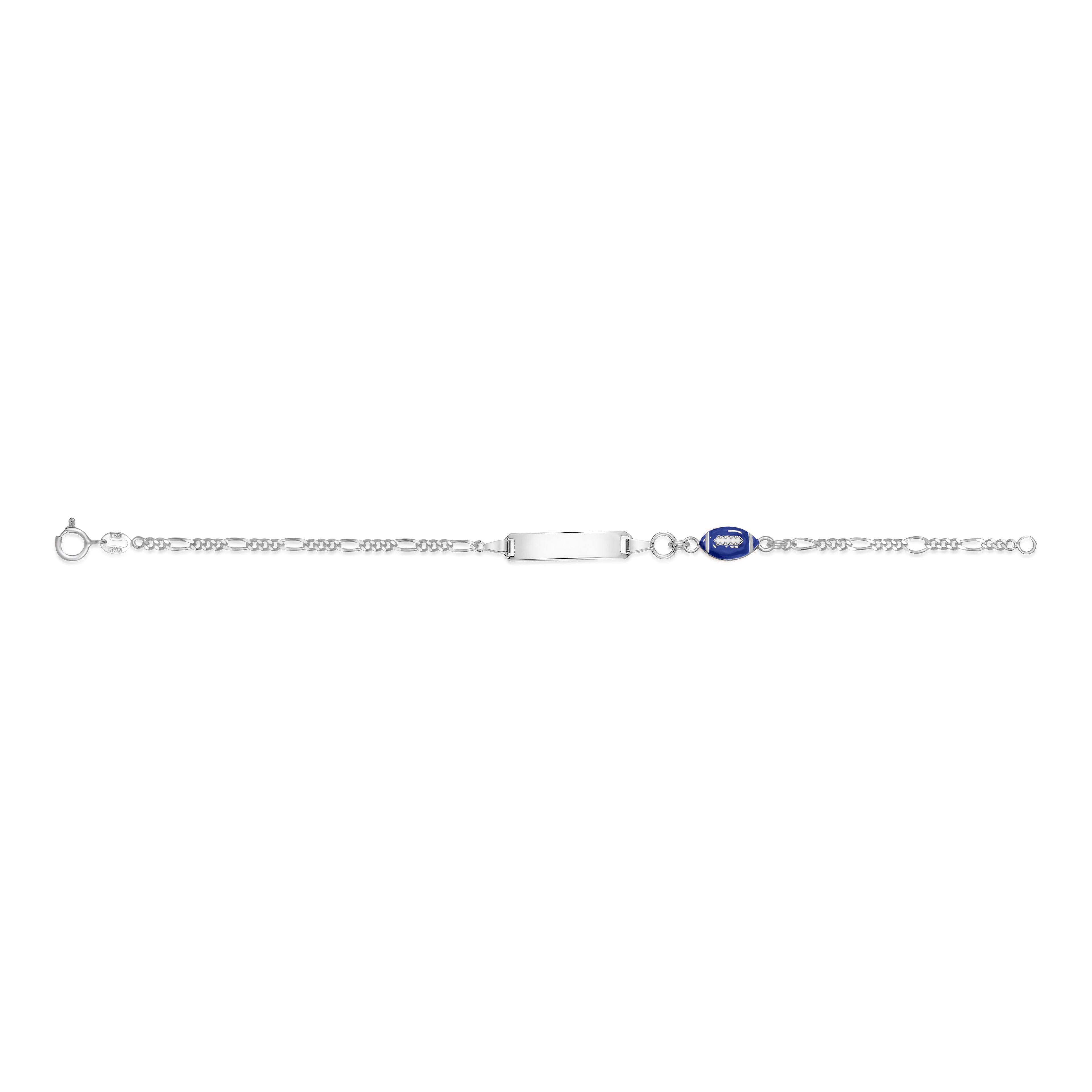 UNICORNJ Sterling Silver 925 Engravable ID Bracelet Figaro Chain for Boys Girls with Enamel Charm 6.5"