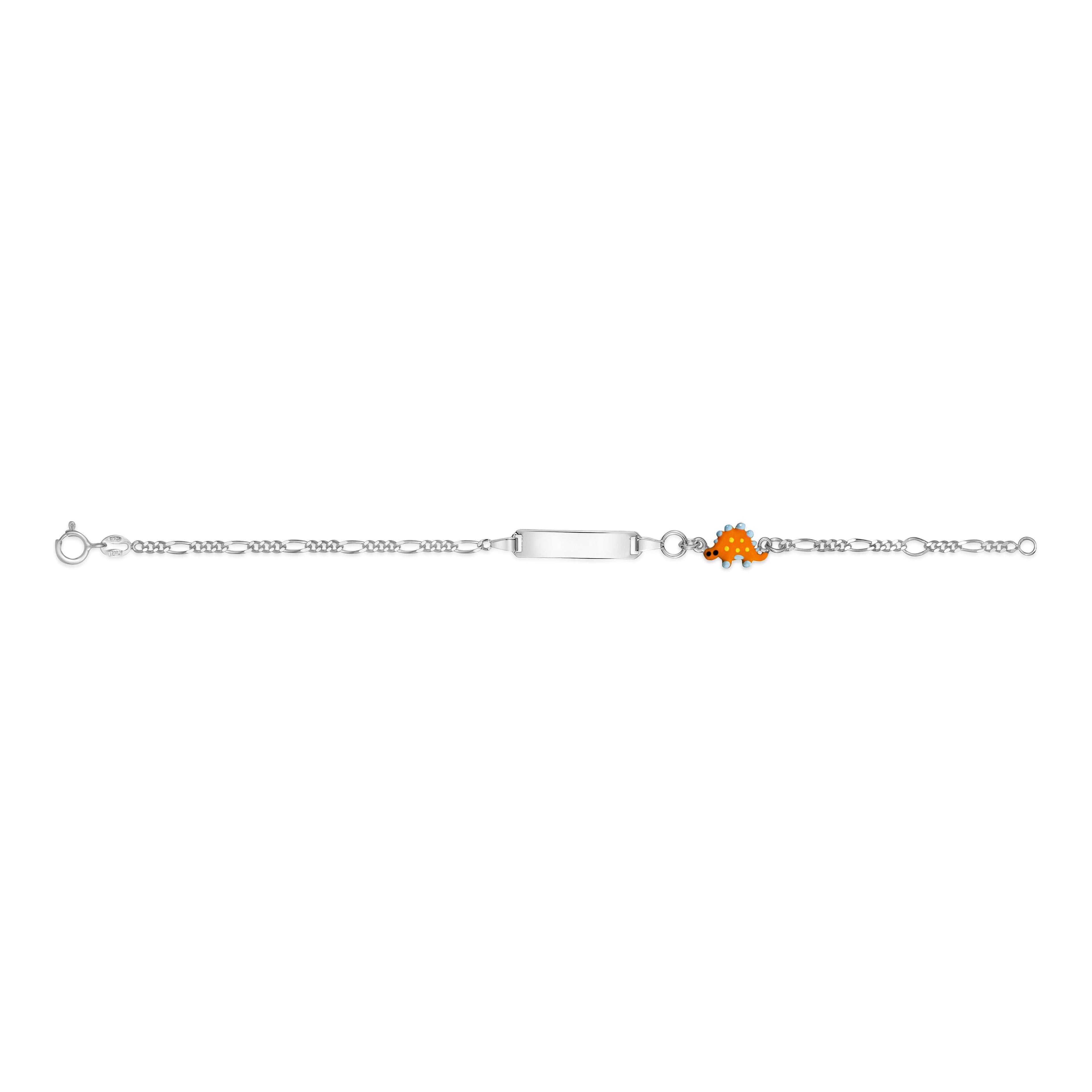 UNICORNJ Sterling Silver 925 Engravable ID Bracelet Figaro Chain for Boys Girls with Enamel Charm 6.5"