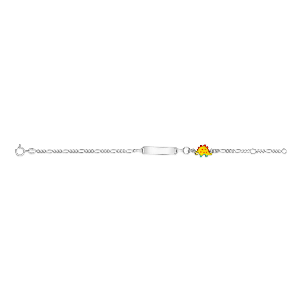UNICORNJ Sterling Silver 925 Engravable ID Bracelet Figaro Chain for Boys Girls with Enamel Charm 6.5"