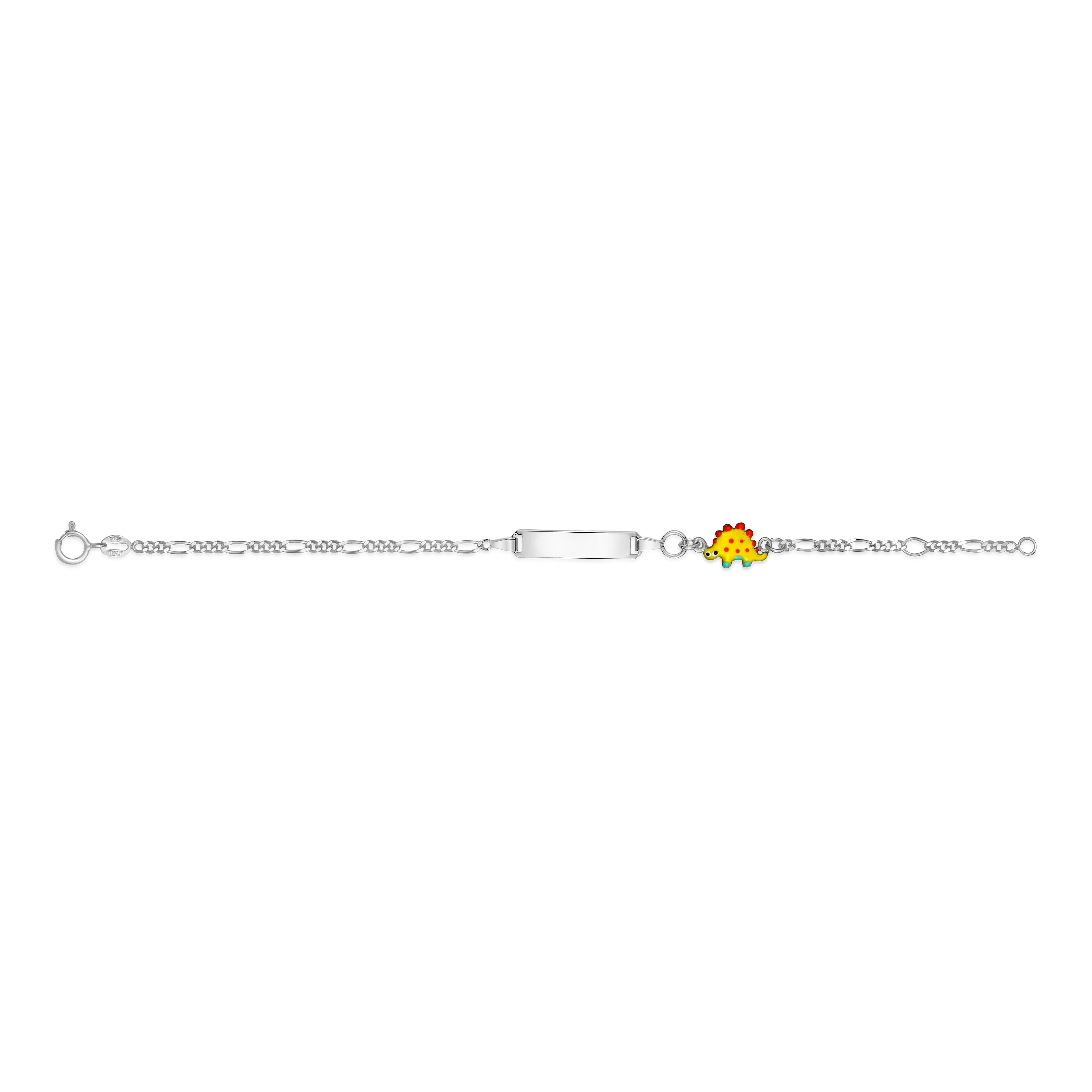 UNICORNJ Sterling Silver 925 Engravable ID Bracelet Figaro Chain for Boys Girls with Enamel Charm 6.5"