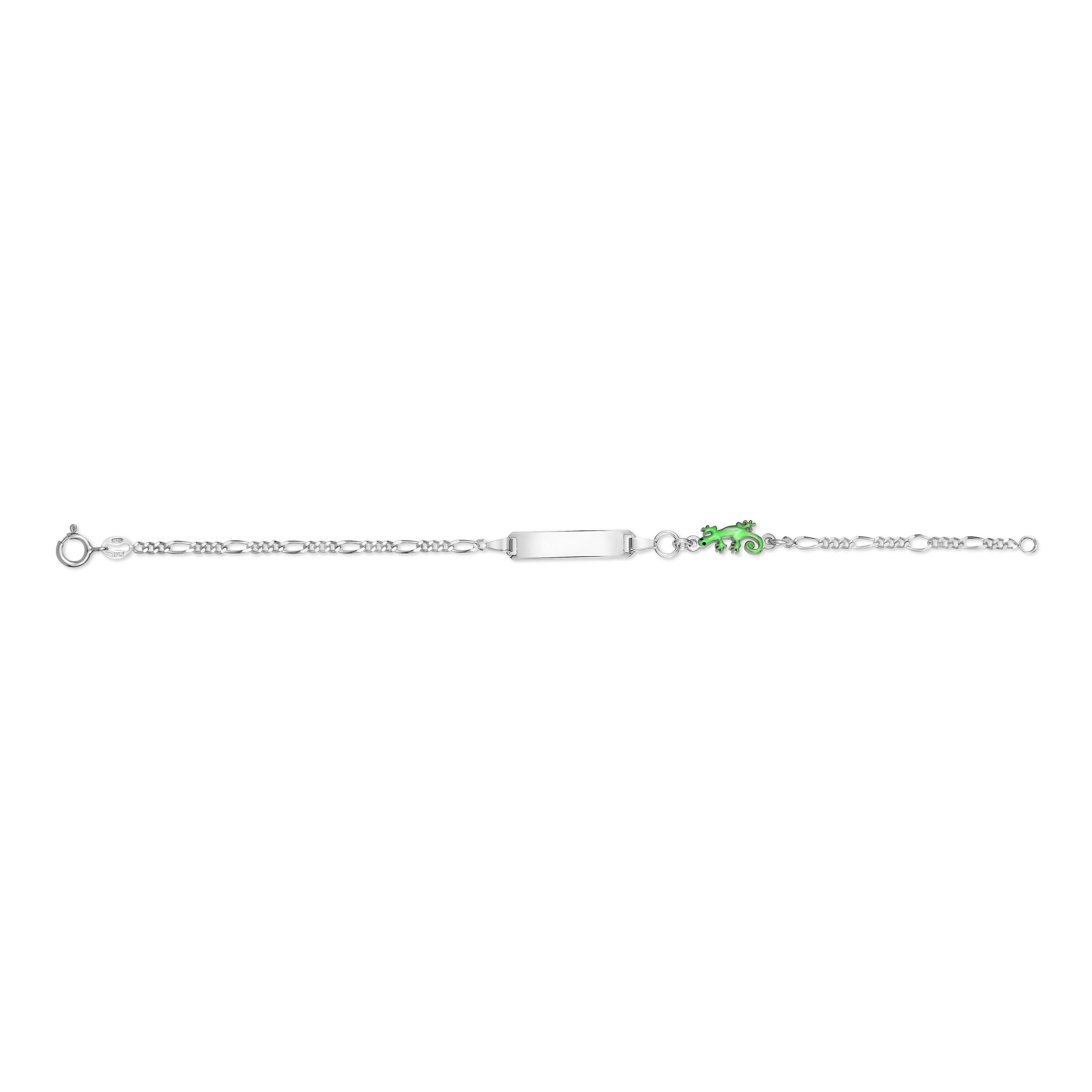 UNICORNJ Sterling Silver 925 Engravable ID Bracelet Figaro Chain for Boys Girls with Enamel Charm 6.5"