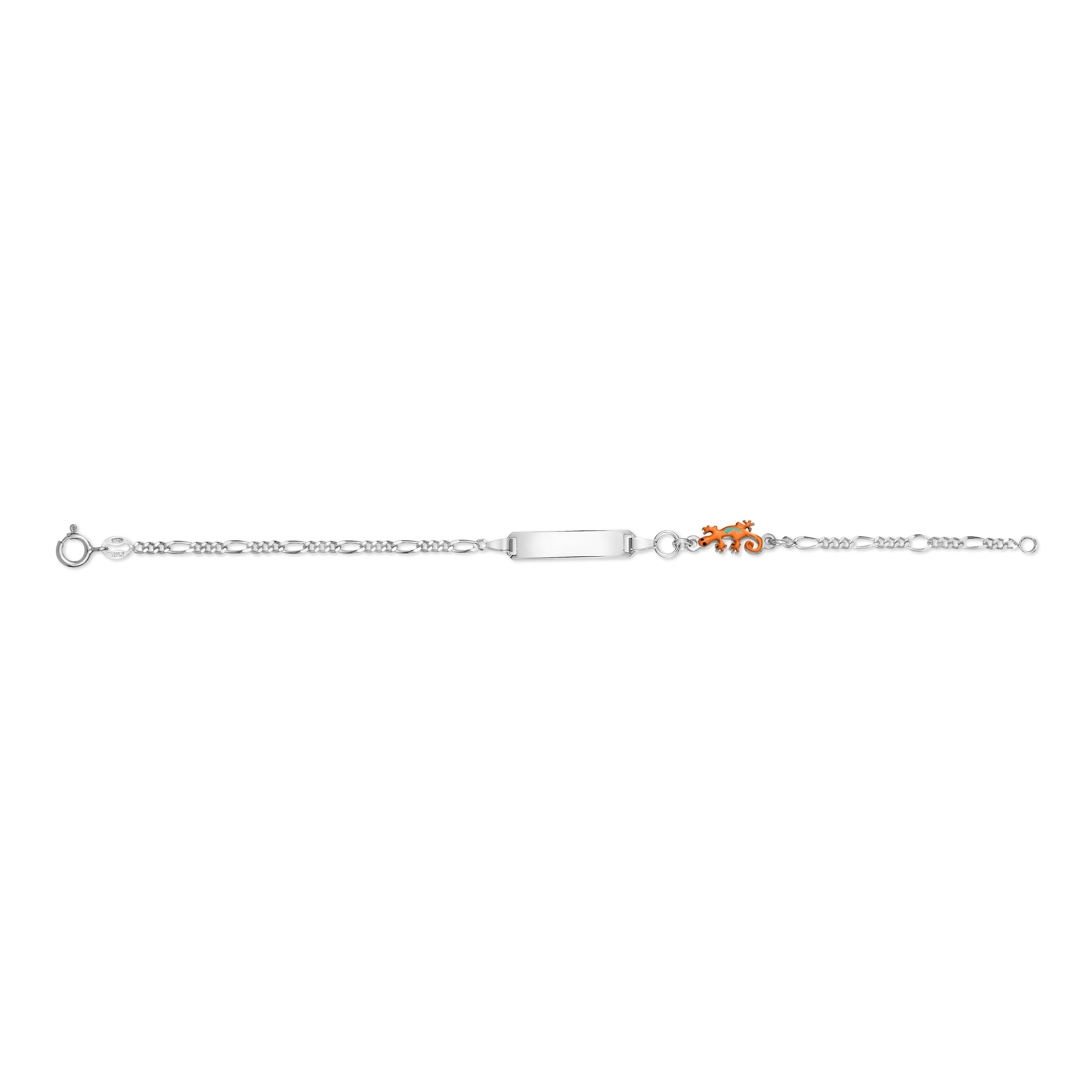 UNICORNJ Sterling Silver 925 Engravable ID Bracelet Figaro Chain for Boys Girls with Enamel Charm 6.5"