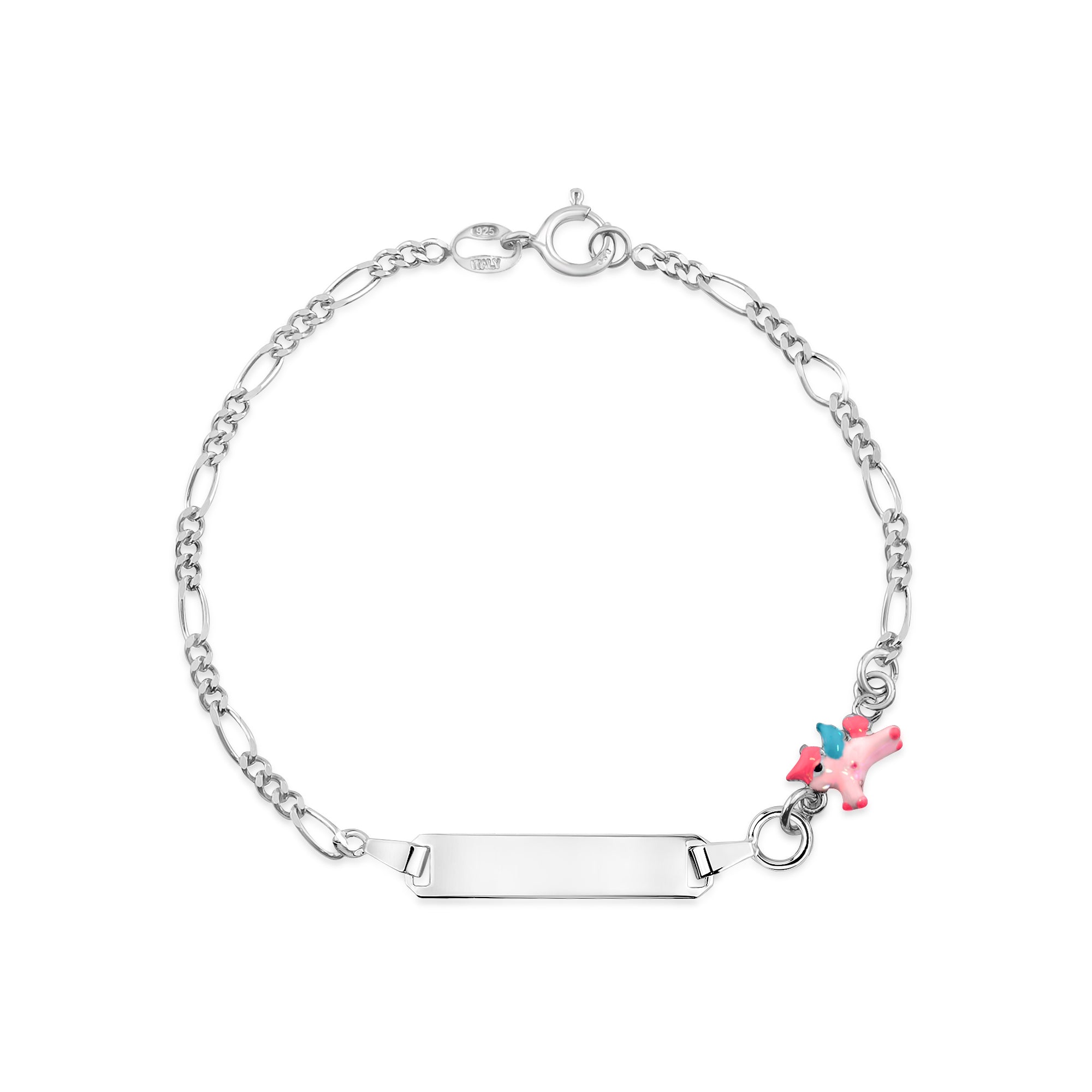 UNICORNJ Sterling Silver 925 Childrens Bracelet with Enamel Charm Italy