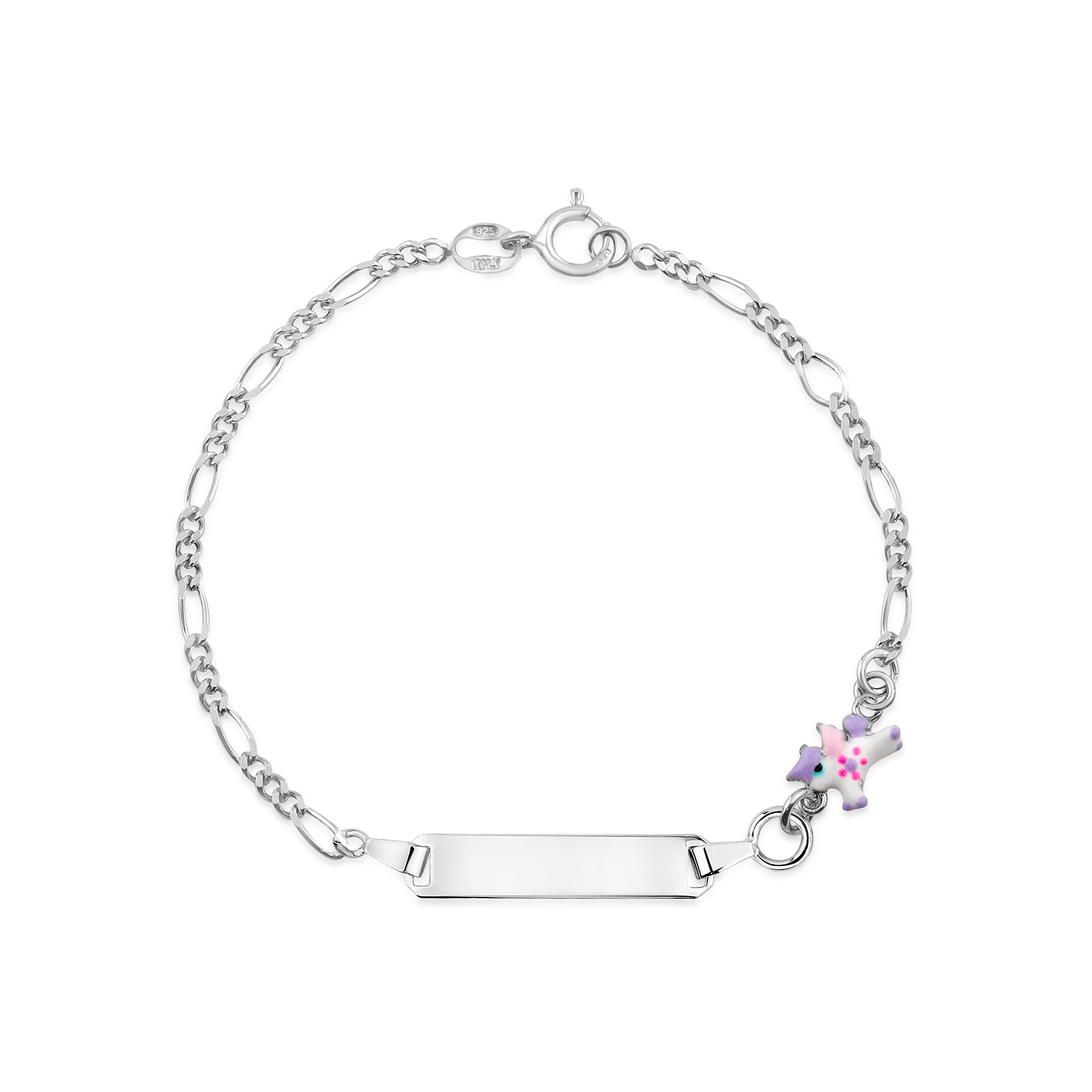 UNICORNJ Sterling Silver 925 Childrens Bracelet with Enamel Charm Italy