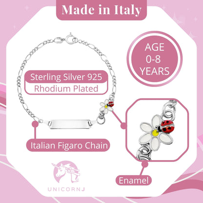 UNICORNJ Sterling Silver 925 Childrens Bracelet with Enamel Charm Italy