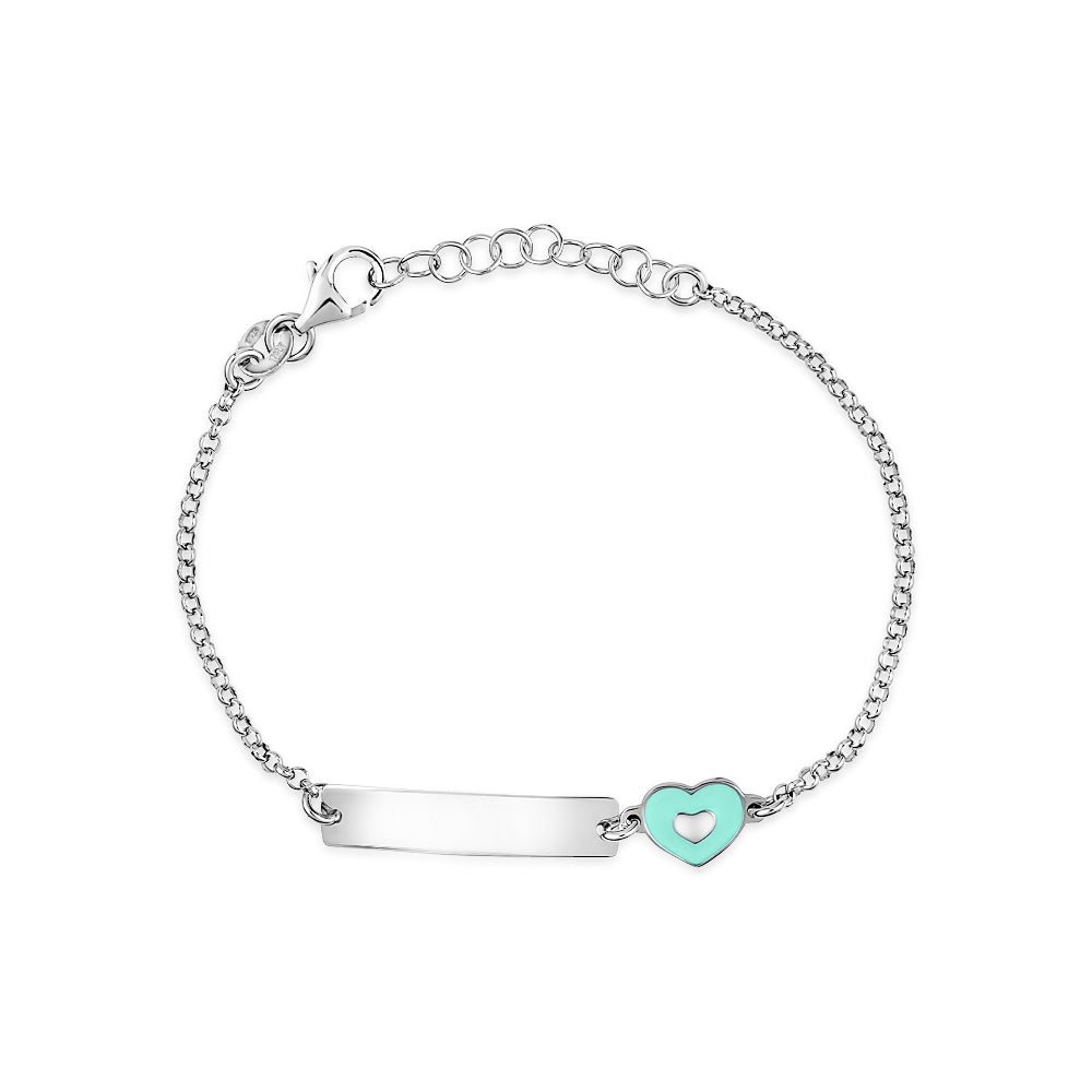 UNICORNJ Sterling Silver 925 Engravable ID Bracelet Rolo Chain for Girls Boys with Enamel 6.5"
