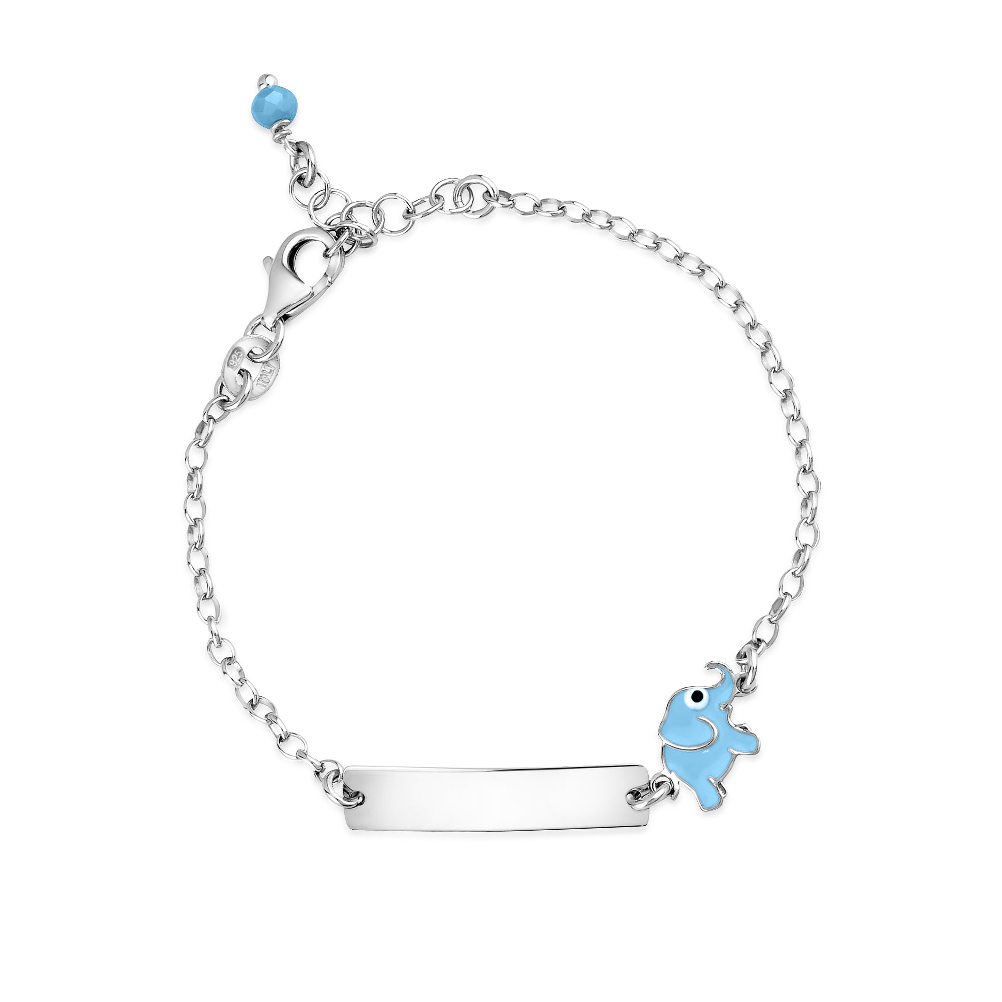 UNICORNJ Sterling Silver 925 Engravable ID Bracelet Rolo Chain for Girls Boys with Enamel 6.5"