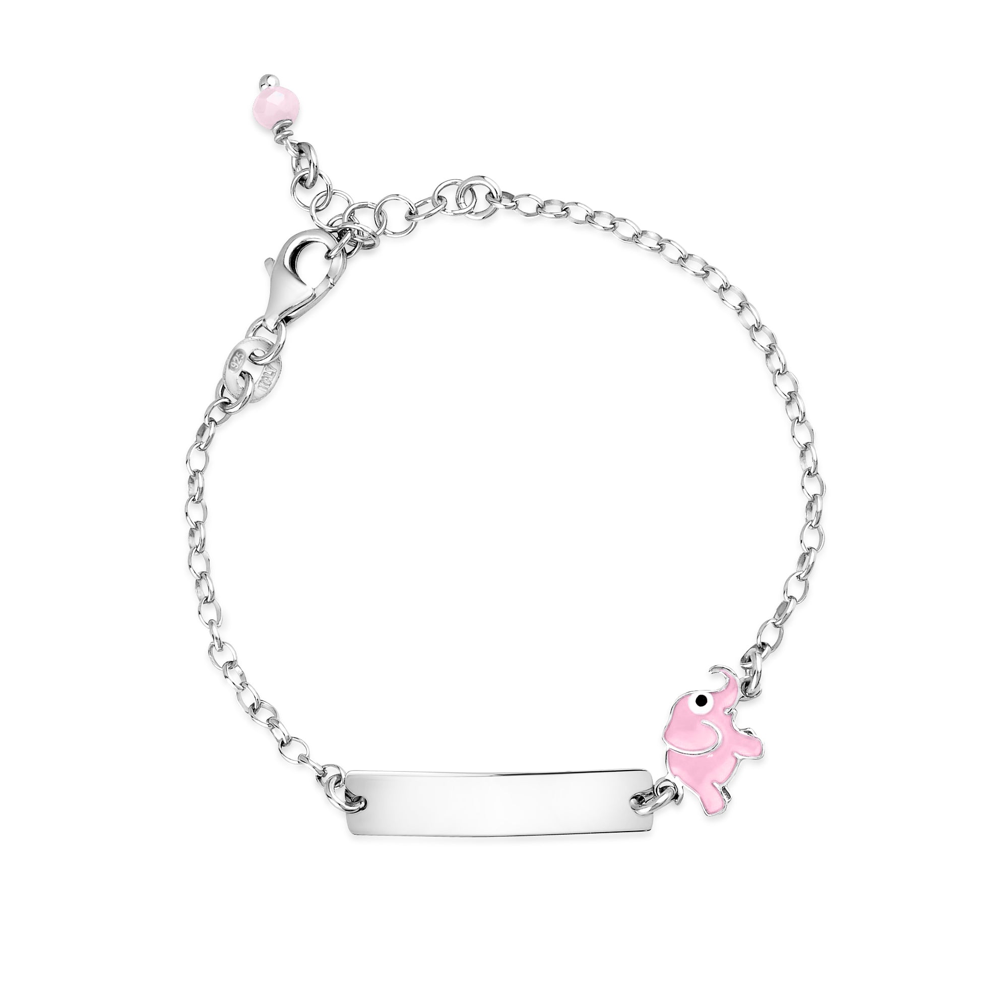 UNICORNJ Sterling Silver 925 Engravable ID Bracelet Rolo Chain for Girls Boys with Enamel 6.5"