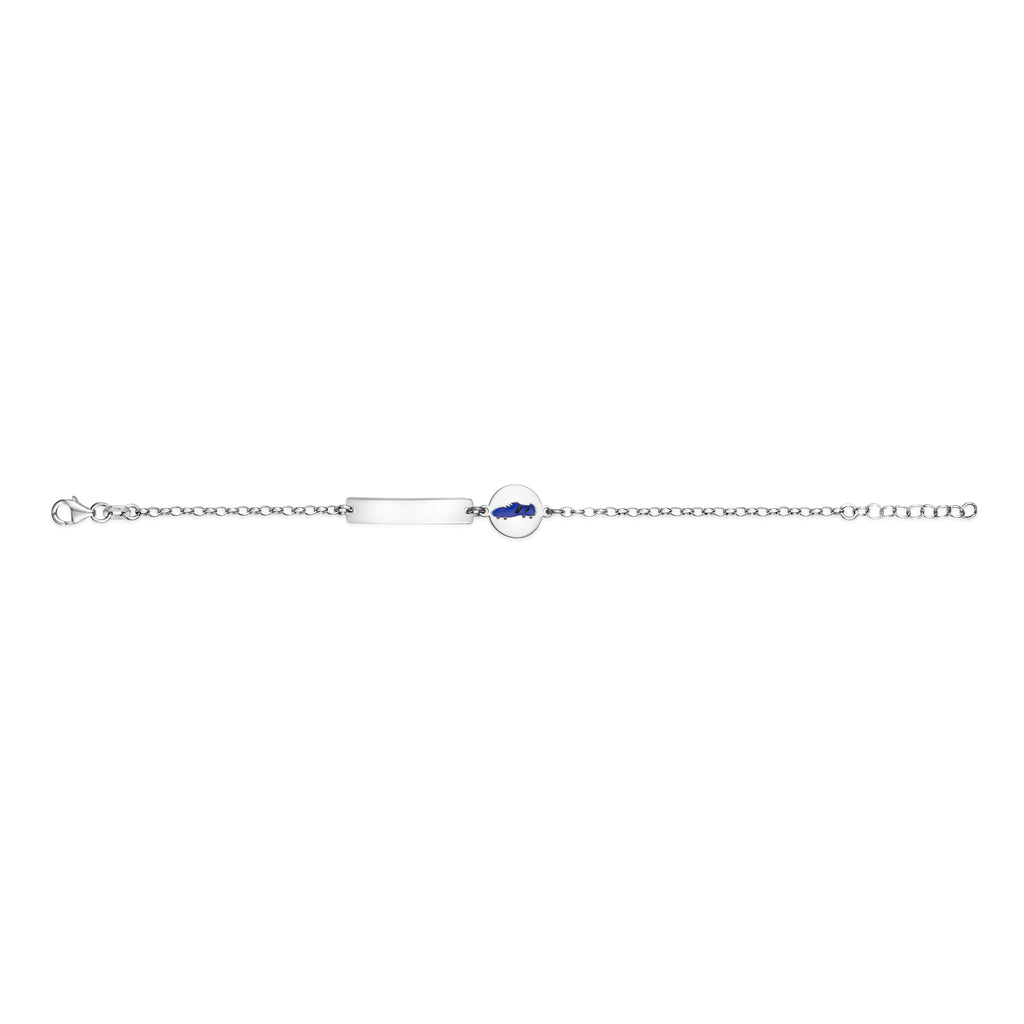 UNICORNJ Sterling Silver 925 Engravable ID Bracelet for Boys Girls Sports Enamel Rolo Chain 6.5"